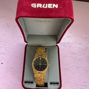 Gruen Men’s gold plated diamond watch